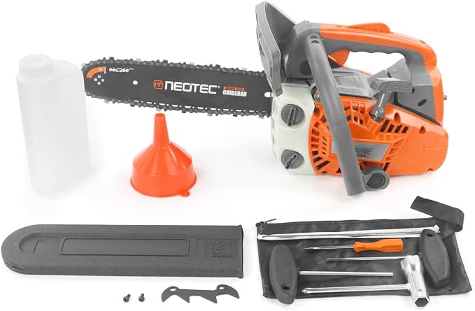 NEO-TEC 12 Inch Top Handle Gas Chainsaw 25.4cc 2-Stroke Portable Small Gas Powered Chain Saws Motosierra De Gasolina for Tree-climbing Tree Pruning Wood Cutting Firewood Preparation Yard Maintenance
