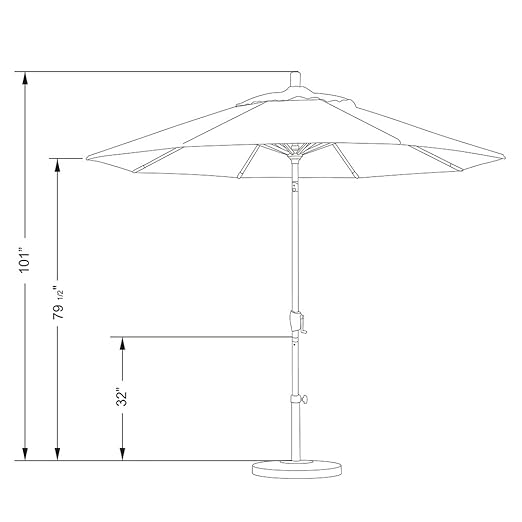 California Umbrella 9' Round Aluminum Patio Umbrella, Crank Lift, Push Button Tilt, Bronze Pole, 4-Year Non-Fading Fabric, Natural