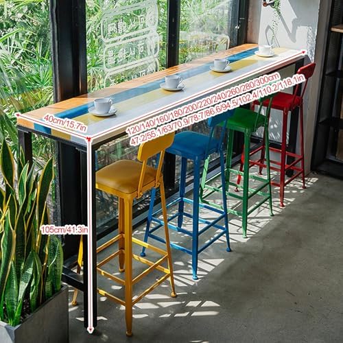 Modern Solid Wood Bar Table, Counter-Height Dining Table for Kitchen Islands, Narrow Rectangular Design for Balconies & Outdoor Bars, 15.7"x78.7", No Stools Included