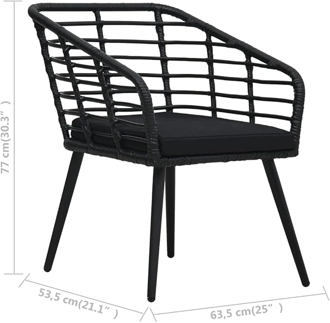 Bistro Set,Patio Lounge Set,Outdoor Furniture,Outdoor Furniture Sets,Patio Conversation Sets,for Garden,Deck,Backyard,3 Piece Poly Rattan Black