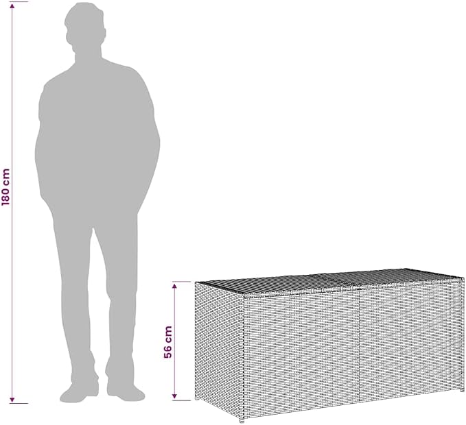 Garden Storage Box Gray 74.8 Gal Poly Rattan Resin Wicker Outdoor Patio Bench Chest Container with Lockable Lid for Backyard Deck Cushion and Toy Storage