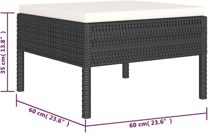 Patio Lounge Set with Cushions,Outdoor Patio Furniture,Outdoor Chat Conversation Set,Garden Furniture Sets,for Patio,Backyard,Garden,Outdoor,6 Piece Poly Rattan Black