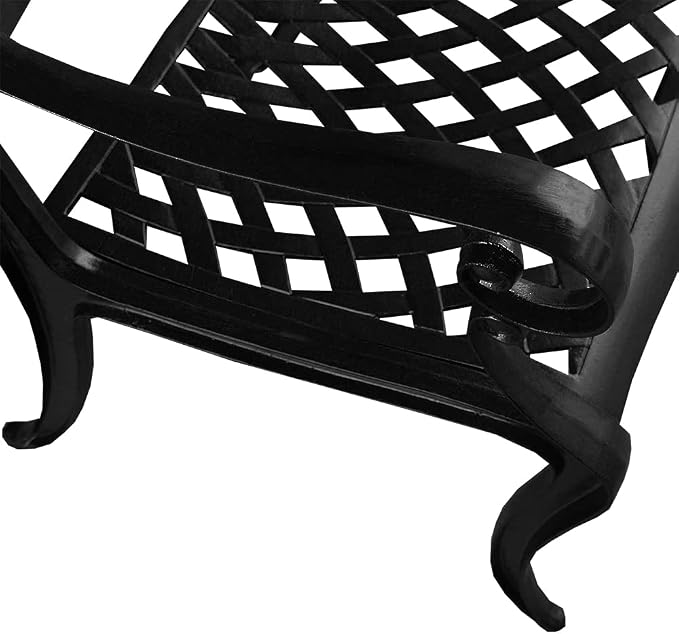 Oakland Living Modern Ornate Outdoor Mesh Aluminum 48-in Black Round Patio Dining Set with Four Chairs