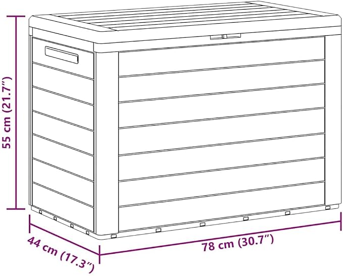 30.7x17.3x21.7 in Polypropylene Garden Storage Box, 50 Gallon Anthracite Outdoor Storage Chest with Flap Closure for Patio, Balcony, Garage