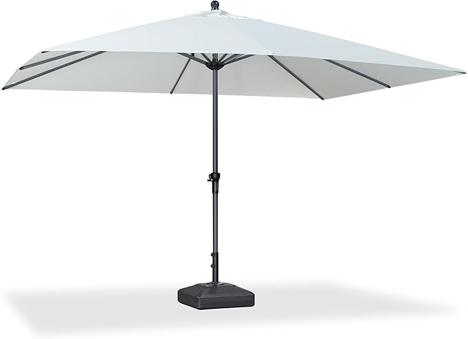 PURPLE LEAF 12' x 9' Patio Market Umbrella Outdoor Table Sun Umbrellas with Crank 8 Aluminum Sturdy Ribs for Pool Deck Backyard Beach White