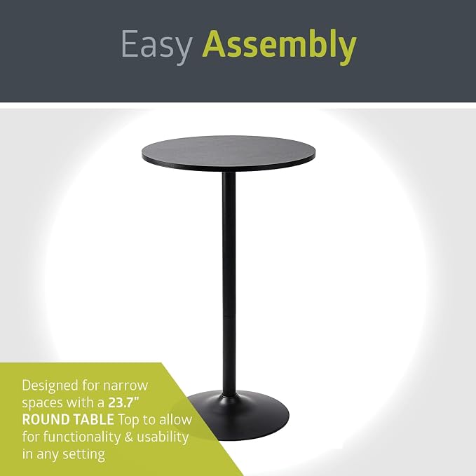 Pearington Bistro Pub Table Round Bar Height Cocktail Table for Home Bar, Round Bar Tables for Party, Dining Room, Living Room and Wedding, Metal Base MDF Top Obsidian, 40.6 Inch Height, 2pk