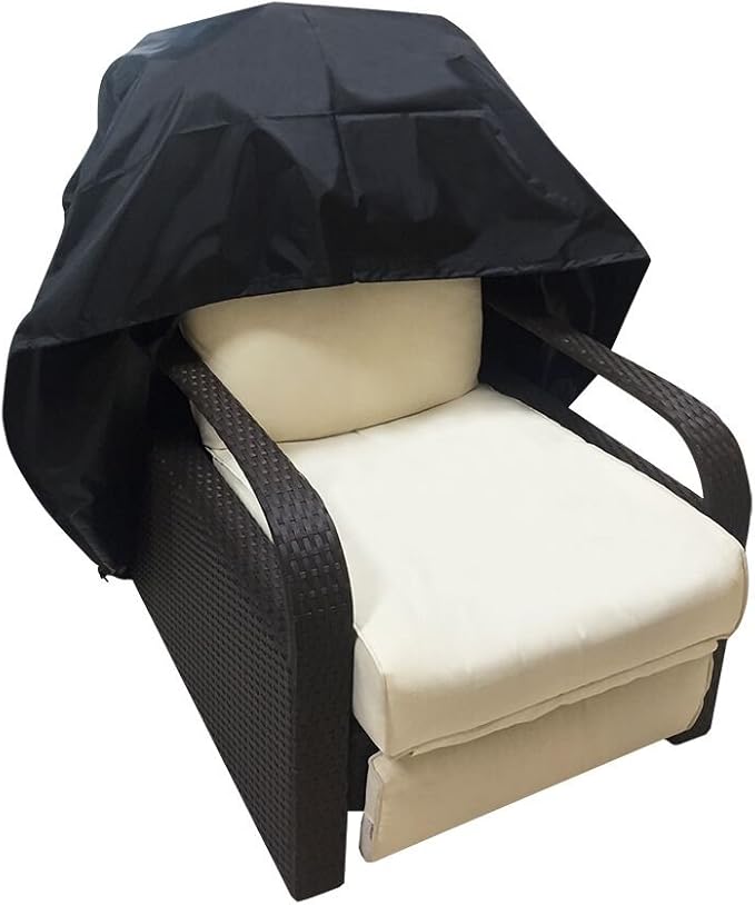 ATR ART TO REAL Outdoor Protective Cover, Patio Furniture Chair Protective Storage Cover, Sturdy and Water Protected Outside Armchair Cover (Black)