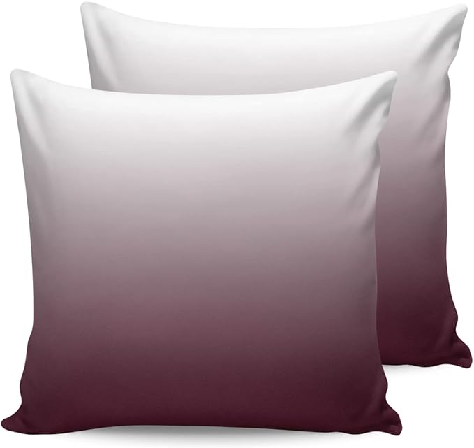 Prime Leader Outdoor Waterproof Pillow Covers Set of 2, Romantic Burgundy Gradient Patio Throw Pillow Covers, Decorative Cushion Case for Couch Sofa Furniture Garden, 24x24 Inch