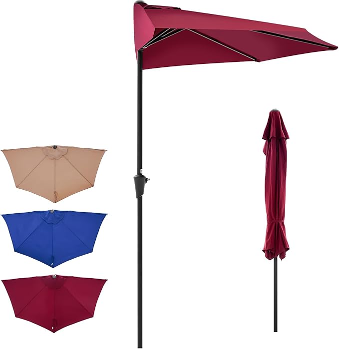 OLIXIS 9FT Patio Umbrella with Tilt and Crank Button & Sturdy Ribs Waterproof, 9Feet Patio Table Umbrella Perfect for Poolside, Terrace, Beach and Outdoor Restaurant