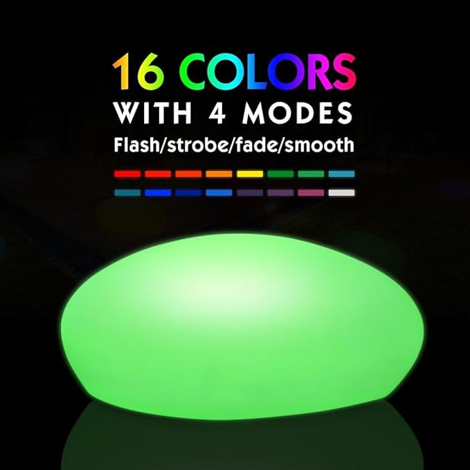 Blibly Solar Garden Lights Outdoor Glow Cobblestone Shape Lamp Garden Decor Light-White & RGB Light Waterproof Landscape Night Lights for Lawn/Patio/Path 1pc