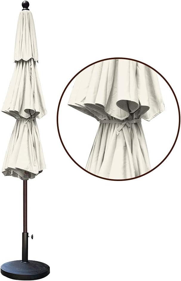 EliteShade USA 10-Year-Non-Fading 11ft 3-Tier Market Patio Umbrella, Commercial Grade Outdoor Table Umbrella with Cylinder Push-Up, Windproof & UPF 50+ UV Protection, Heavy Duty Ventilation for Garden, Deck, Pool, Backyard, Beach & Bistro, Natural
