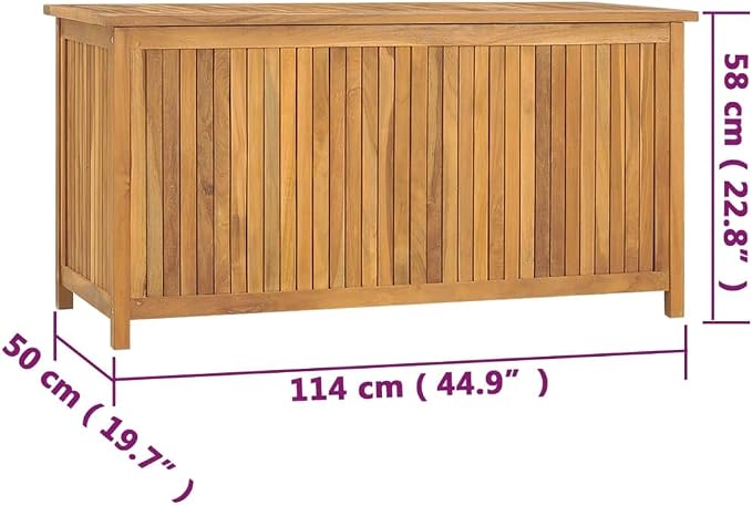 Wooden Deck Box Large Outdoor Storage for Patio Furniture, Garden Tools, Pool Supplies, Outdoor Backyard Patio Storage Deck Box Container, 44.9"x19.7"x22.8" Solid Wood Teak