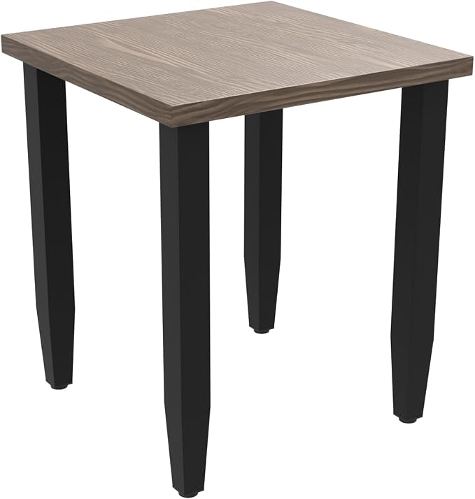 Modern Outdoor Side Table, Wood Grain Top End Table for Patio, Deck, Porch, Garden, Weather Resistant Steel Frame, Brown