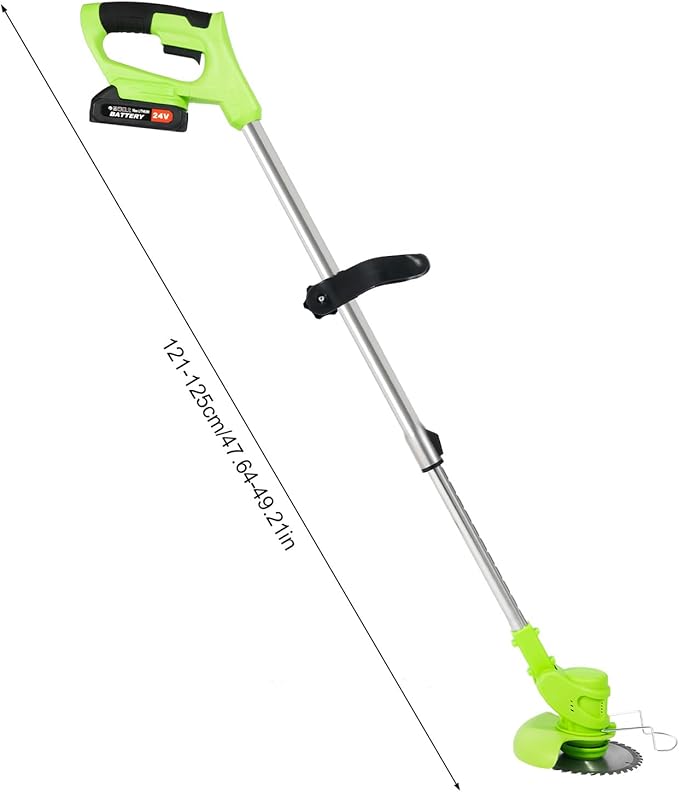 Cordless Grass Trimmer, 650W Electric Weed Wacker with 2 Batteries & Charger, 20-30 Min Runtime, Adjustable U-Shaped Handle, 90° Flip Head, Lightweight for Yard Lawn Garden Trimming, 34.64-49.21 Inch