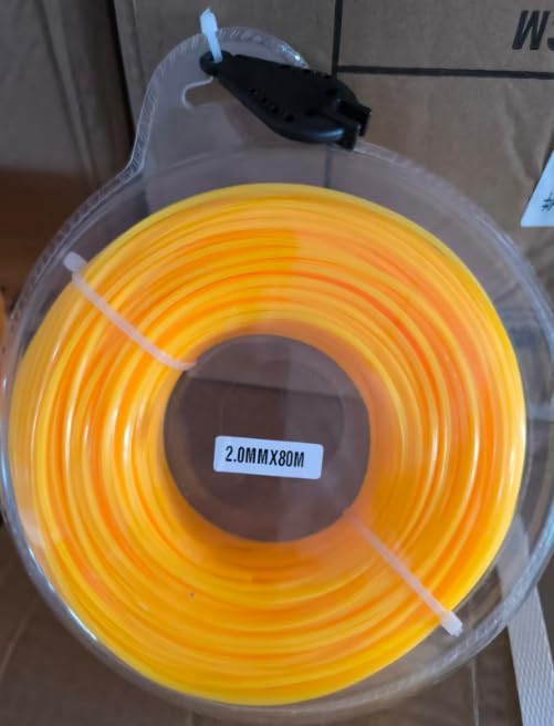 Weedeater line, Orange Square Twisted Trimmer Line 0.08" X 262 Feet, Heavy Duty Weed Eater String, Premium Commercial Weed Wacker String Premium Nylon String Trimmer Line for Medium& Heavy Grass&Weeds