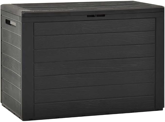 50 Gallon Garden Storage Box, Outdoor Deck Bin for Patio Cushions, Tools & Pillows, Weather Resistant Polypropylene Container, Anthracite, 30.7 x 30.7 x 21.7 in