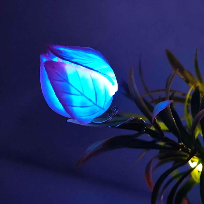 Solar Garden Lights, 7 Heads Gardenia Colorful Flower Light Waterproof Solar Outdoor Lights for Yard Pathway Decor, Two Lightning Modes, 2 Pack Pink
