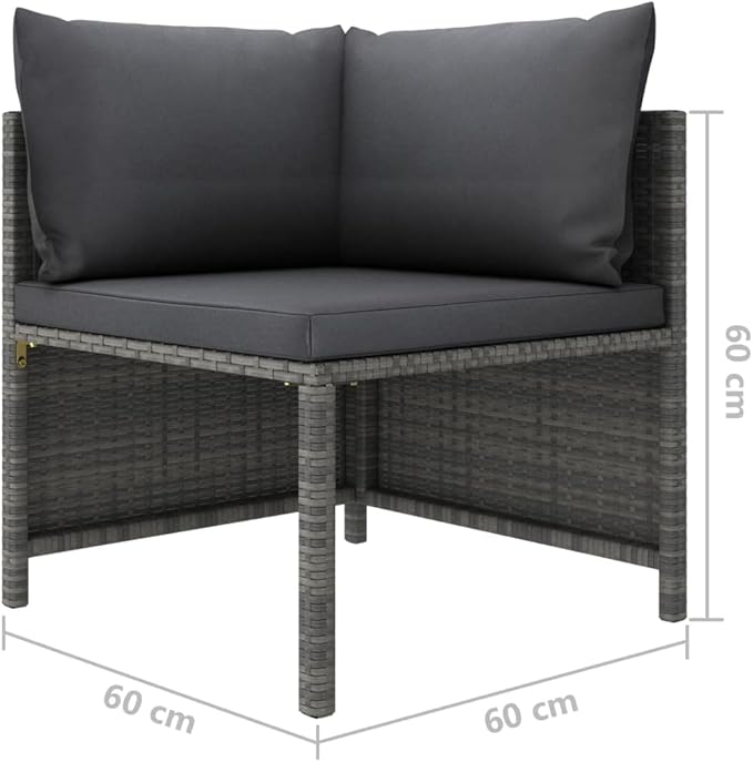 12 Piece Patio Sectional Wicker Outdoor Furniture Set Modular Rattan Conversation Sofa with Gray Cushions 23.6 inch Cube Seats for Backyard Balcony Garden