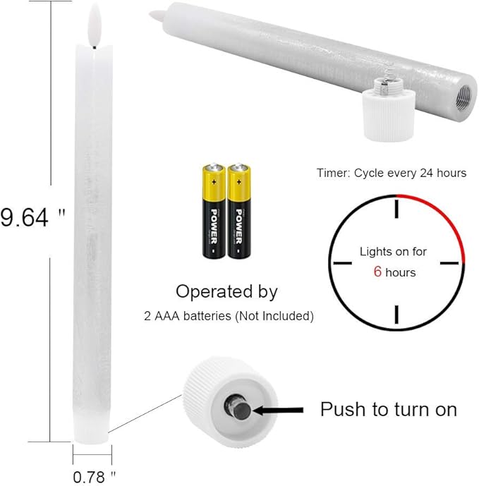 Wondise Flameless Taper Candles with Remote & Timer, 9 Inch Real Wax Silver Battery Operated LED Flickering Candles for Christmas Thanksgiving Decorations