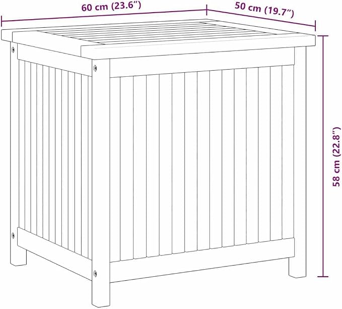 Patio Garden Storage Box, Outdoor Storage Box Deck Box, Entryway Storage Box, Outdoor Storage Organization Box for Garden Balcony Yard, 23.6"x19.7"x22.8" Solid Wood Teak,-627