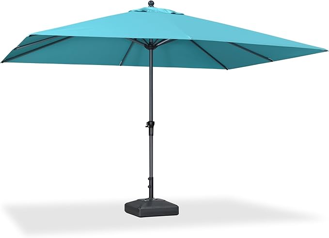 PURPLE LEAF 12' x 9' Patio Market Umbrella Outdoor Table Sun Umbrellas with Crank 8 Aluminum Sturdy Ribs for Pool Deck Backyard Beach Turquoise Blue