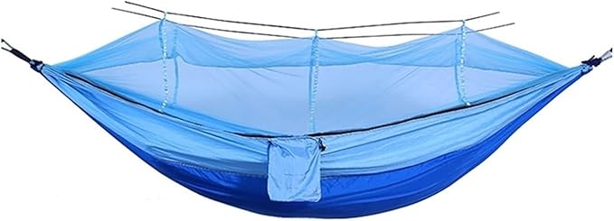 Hammock. Lightweight Portable Outdoor Camping Hammock with Mosquito Net Parachute Fabric Hanging Bed Sleeping Swing .Hammocks for Outside(Blue Sky Blue)