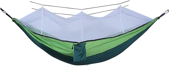 Hammock. Lightweight Portable Outdoor Camping Hammock with Mosquito Net Parachute Fabric Hanging Bed Sleeping Swing .Hammocks for Outside(Green Army Green)