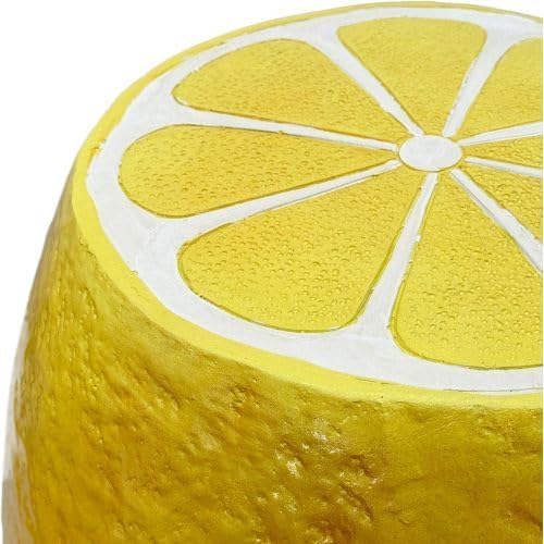 AED Yellow Lemon Fruit Stool, Resin Side Table, 14 Inch, Indoor Outdoor Multi-Purpose Garden Furniture, Home Decor Plant Stand