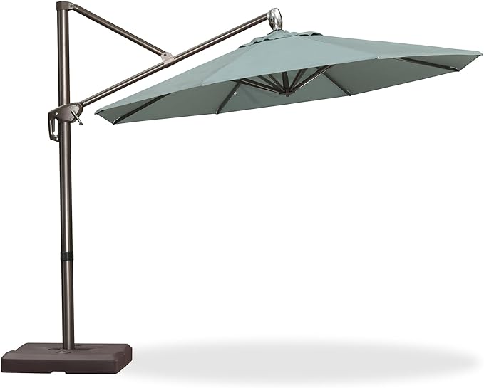 PURPLE LEAF 10' X 10' Cantilever Patio Umbrella with 360-degree Rotation Aluminum Round Outdoor Offset Hanging Umbrella for Patio Pool, Sprout Green