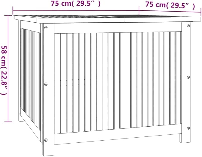 Wooden Patio Storage Box Outdoor Storage Container for Patio Furniture Cushions, Acacia Wood Deck Box, Garden Backyard Storage Box, 29.5"x29.5"x22.8" Solid Wood Acacia,-870