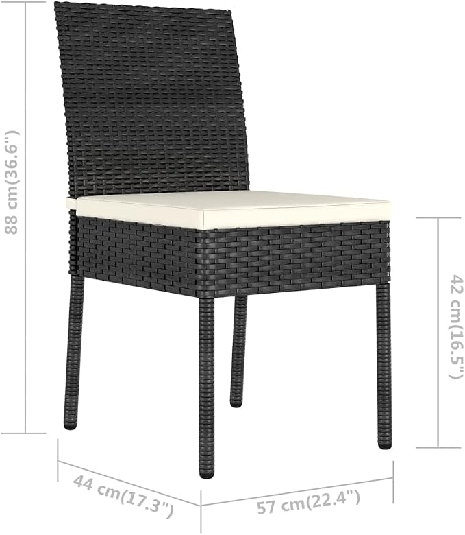 vidaXL Outdoor Dining Table, Patio Table with Glass Top, Garden Table, Garden Furniture for Front Porch Deck Lawn Backyard, Modern, PE Rattan Black
