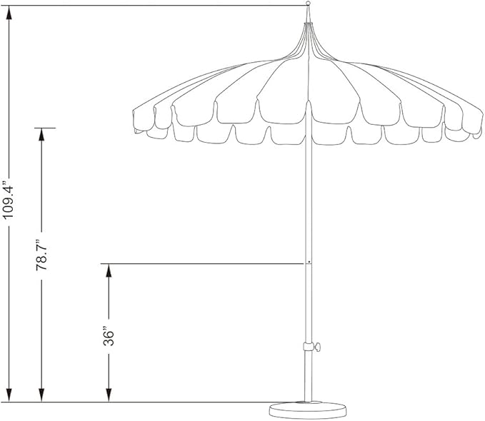 California Umbrella 8.5' Rd. Pagoda Style Patio Umbrella, White Pole, Pacific Blue/Natural