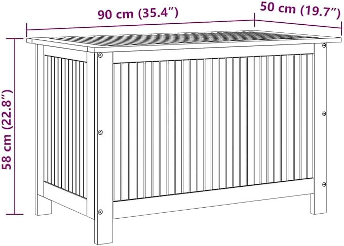 Patio Storage Box Solid Wood Acacia 35.4"x19.7"x22.8" Weather Resistant Outdoor Deck Container Chest Bench with Water-Proof Bag for Garden Cushions Toys