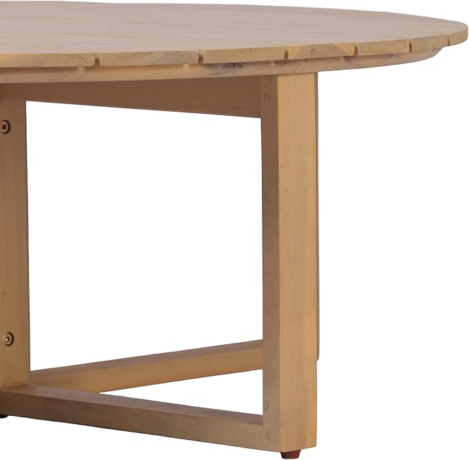 Christopher Knight Home Dahlia 14.37" Height Outdoor Coffee Table, Acacia Wood Accent Table with Slatted Panel Design, Round Patio Table for Garden Balcony, Low Maintenance Patio Furniture, Light Teak