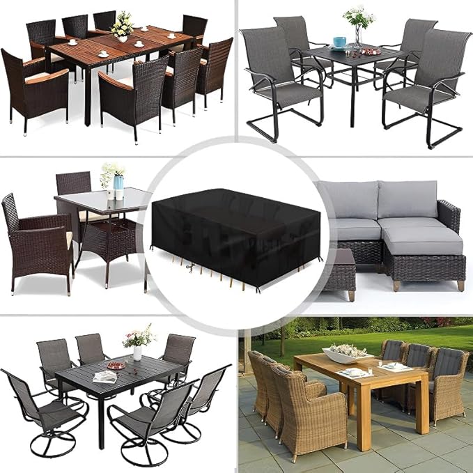 SINCERE Custom Size Patio Furniture Covers, Tailored Outdoor Waterproof Table Chair Set Cover, Heavy-Duty All-Weather UV Protection Bespoke Garden Sectional Sofa Couch Dust Covers, Fade Rust Resistant