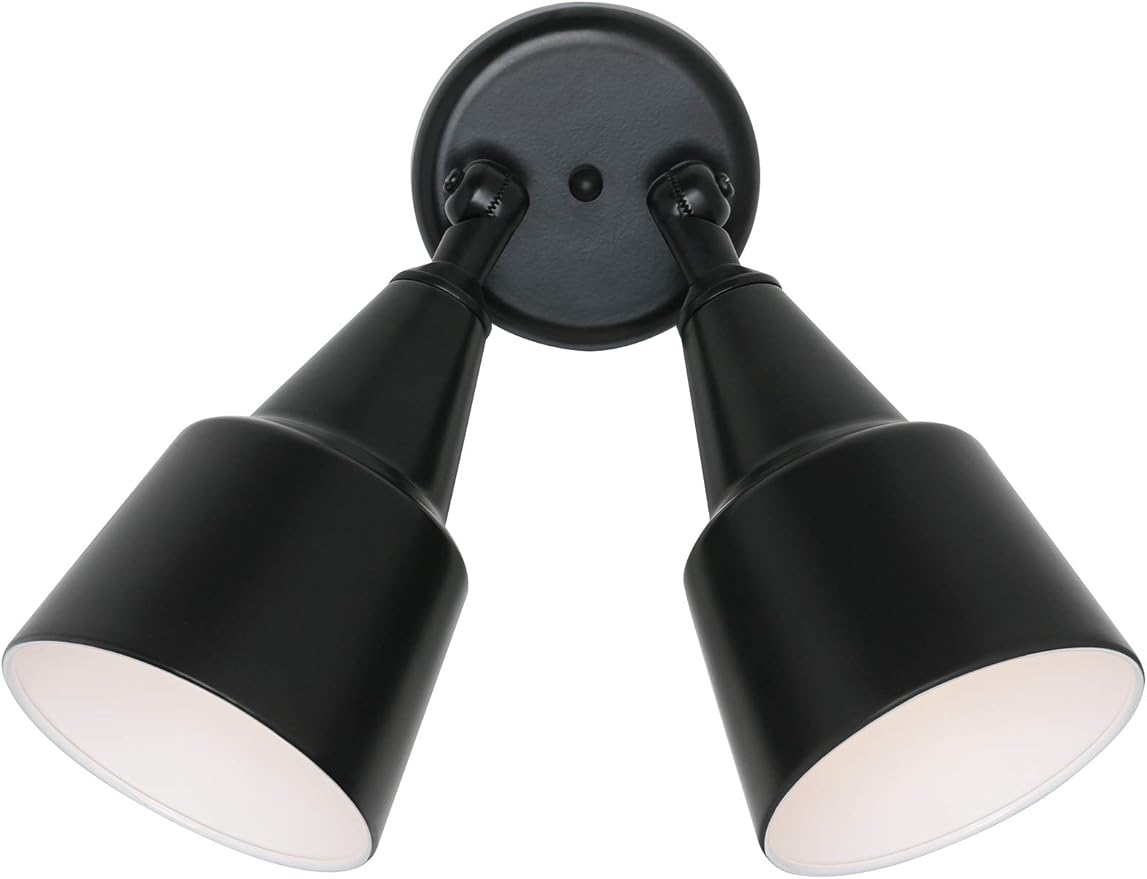 Sea Gull Lighting 8607-12 Two Adjustable Swivel Flood Light Outside Fixture, Black Finish