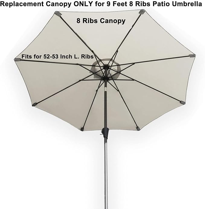 9ft Market Patio Umbrella Replacement Canopy, UV Protective, Fade Resistant, Vented Design for Outdoor Use (Red White Stripe)