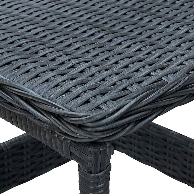 Poly Rattan Patio Side Table, 17.7" x 17.7" x 18.3", Dark Gray, Steel Frame