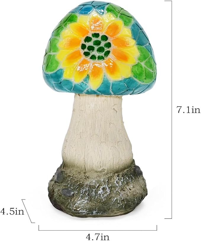 Mushroom Solar Lights Outdoor: Fairy Garden Decor Statue Mosaic Art Yard Figurines Led Lawn Ornaments Outside Decorations Birthday Gifts for Mother Mom Grandma Women