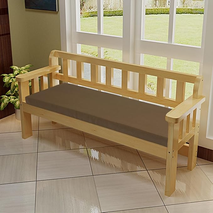 FUNHOME Outdoor Bench Cushion Cover 48 x18 x 3 inch,Water Resistant Cover with Zipper&Ties,Fade-Resistant Slipcover,Patio Porch Swing Cushion Cover Replacement Only,No Insert(Coffee Brown)