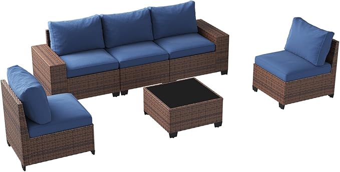 Aoxun Patio Fruniture Sets, Wicker Outdoor Patio Furniture Set with 4 in Thick Cushions and Widen Armrests, All-Weather Outdoor Sectional for Backyard, Garden and Poolside (Waterproof Cover Included)