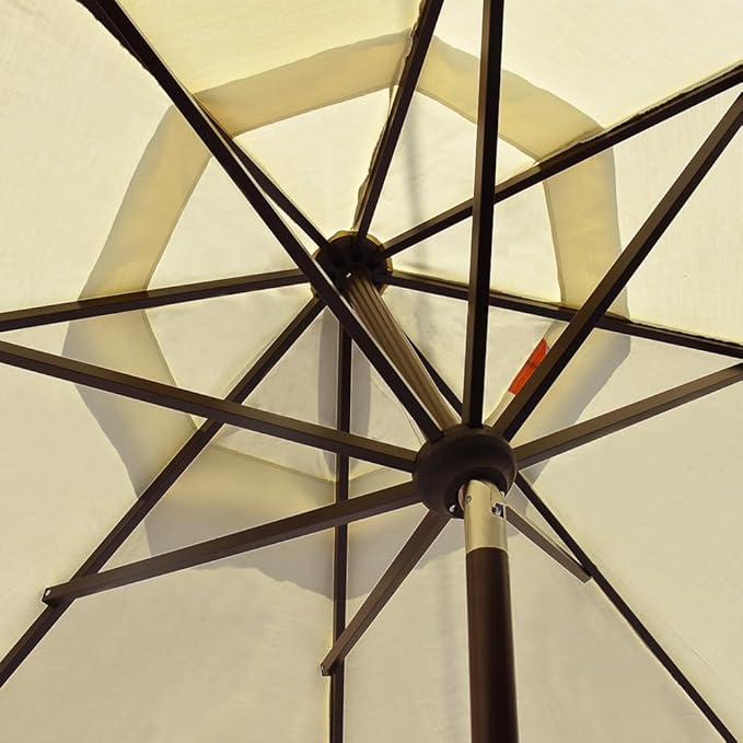 EliteShade USA 10-Year-Non-Fading 10Ft Market Patio Umbrella, UPF 50+ UV Protection Performance Sun Umbrella, Heavy Duty Commercial Grade Outdoor Table Umbrella with Crank & Tilt, Windproof Vented Top for Garden, Pool, Deck and Outdoor Playsets, Natural
