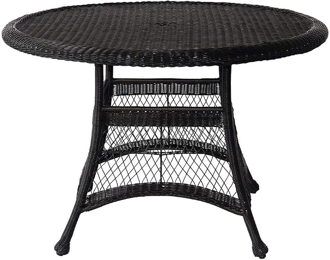 Jeco Wicker Round Dining Table, 44", Black