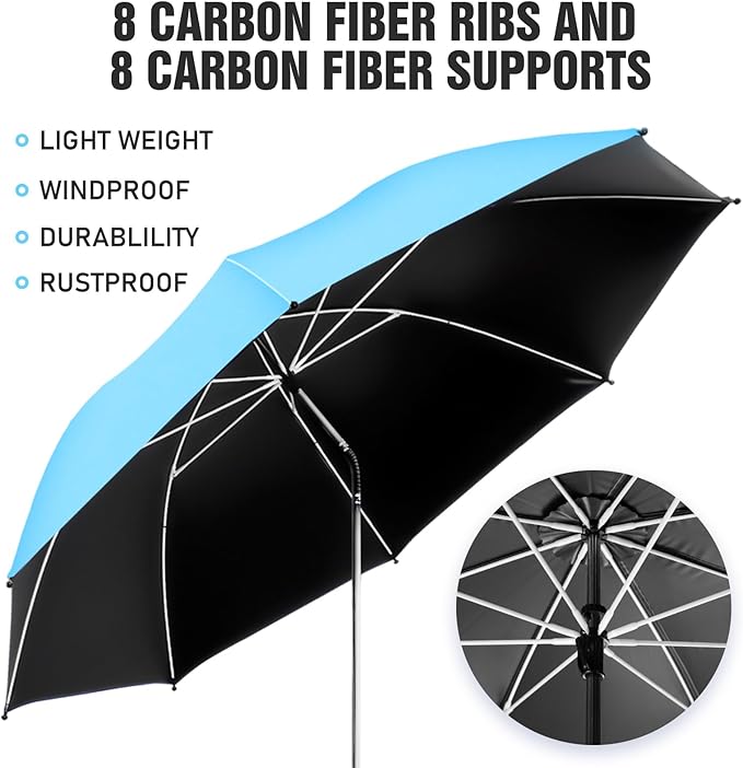 Beach Umbrella, 360 ° Chair Umbrella with Clamp, UPF50+ Shade for Beach, Sand, Patio, Yard (Not Includ Chair)