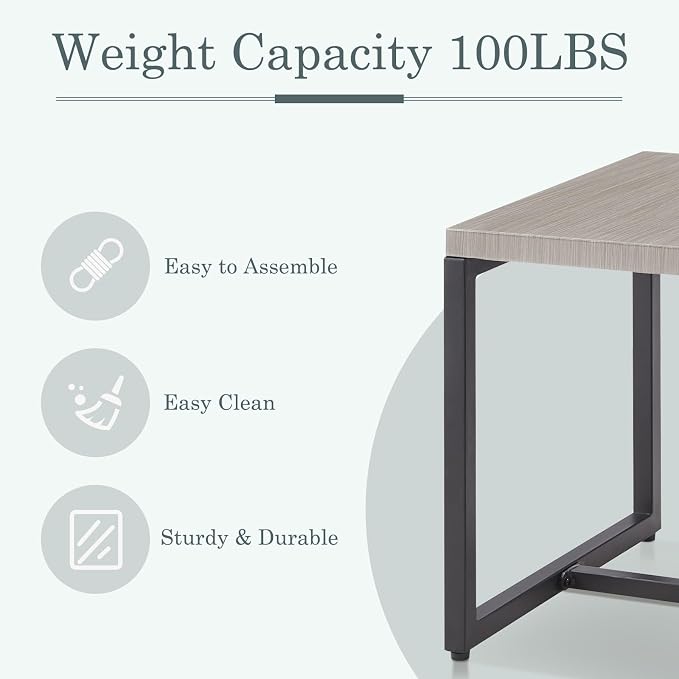 Belord Small Outdoor Side Table: 50 Lbs Weight Capacity Square Metal Patio Side Table with Anti-Rust Frame, Modern Outdoor End Table Furniture - Grey