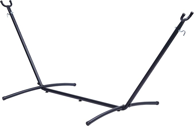 Double Classic Hammock with Stand for 2 Person- Indoor or Outdoor Use-with Carrying Pouch-Powder-Coated Steel Frame - Durable 450 Pound Capacity,Brown/Gray Striped