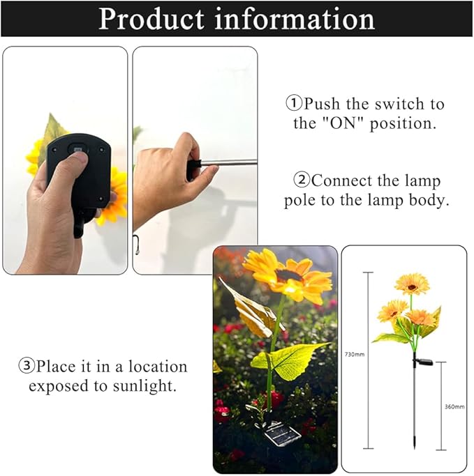 Solar Lights Outdoor, Decorative Animal & Flower Shaped Landscape Lights with Warm/Colorful LED, Auto On/Off Waterproof Solar Powered Decor for Yard Lawn Patio Gift Idea (Warm-Sunflower-2pack)