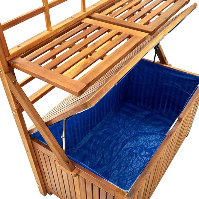 Brown Outdoor Storage Box Deck Box with Trellis 39 x 19.7 x 63 in Solid Acacia Wood Garden Storage Container for Patio Deck Outside Yard