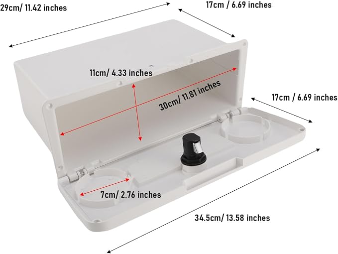 Aramox Marine Deck Storage Box, ABS Lockable Glove Box, Multifunctional Compartment with Dual Cup Holder for Boats and Yachts (White)