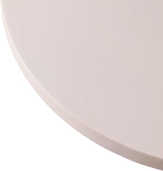 LeisureMod Minimalist Grey Side Table with Pedestal Base – Round Fiberstone Accent Table for Living Room, Outdoor, or Patio Use, Dune Series